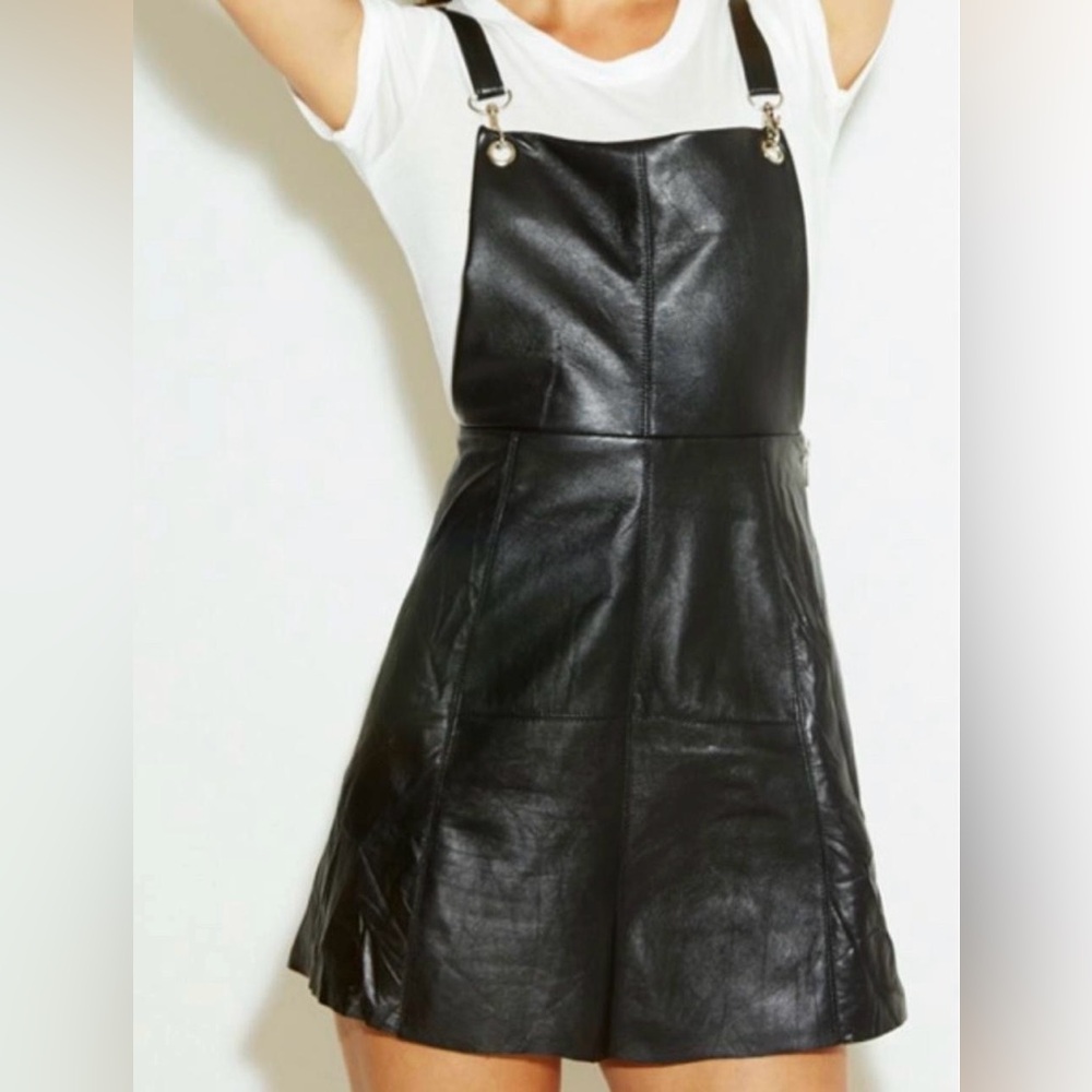 Reformation Dahlia Leather Suspender Dress XS